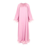 Layla Feather Sleeve Maxi Dress in Lilac