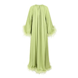 Layla Feather Sleeve Maxi Dress in Sage Apple Green