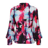 Lara Printed Plisse Long Sleeve Top