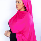 Satin Scarf in Highlighter Pink