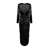 Ife Long Sleeve Draped Maxi Dress- Black