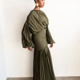 Olive Oversized Shirt and High Waist Corset Skirt Set