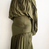 Olive Oversized Shirt and High Waist Corset Skirt Set