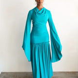 Ocean Maxi Dress with Long Flowy Sleeves