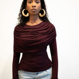 Lira Long Sleeved Draped Shoulder Top