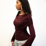 Lira Long Sleeved Draped Shoulder Top