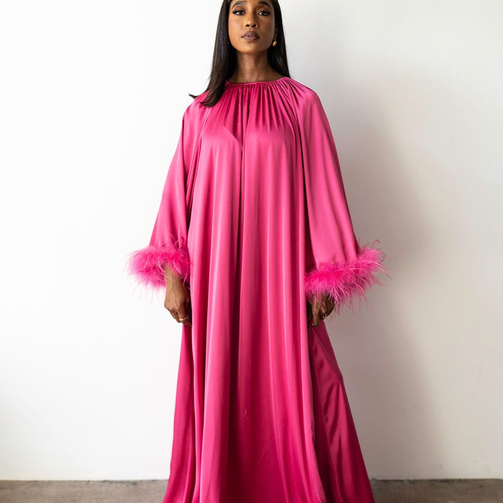 Layla Feather Sleeve Maxi Dress