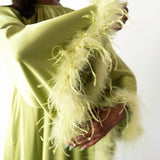 Layla Feather Sleeve Maxi Dress in Sage Apple Green