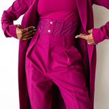 Amaya Power Suit Corset Pants in Berry