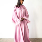 Layla Feather Sleeve Maxi Dress in Lilac