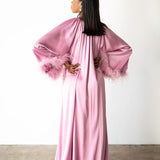 Layla Feather Sleeve Maxi Dress in Lilac