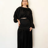 Olive Oversized Shirt and High Waist Corset Skirt Set in Midnight