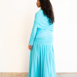 Lira Draped Maxi Skirt Aqua